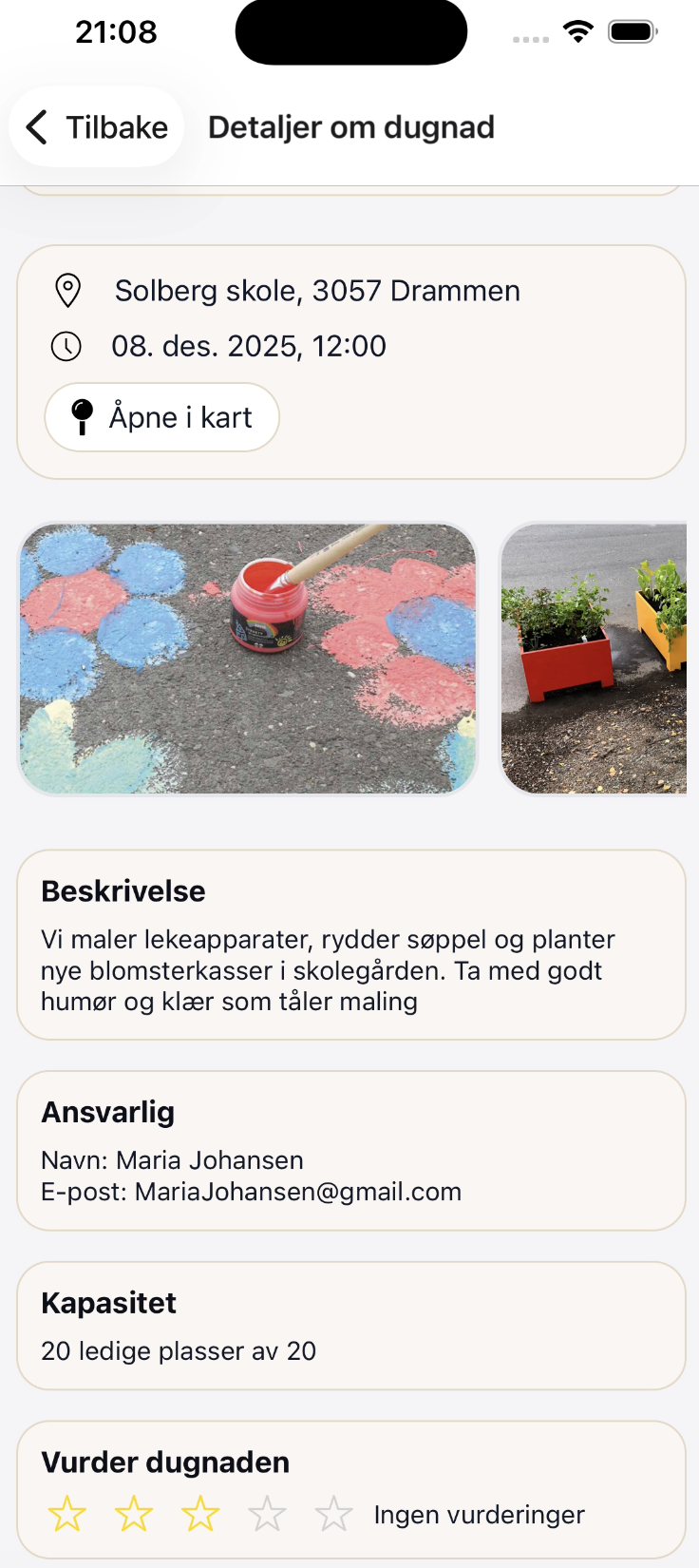 DugnadHub create event