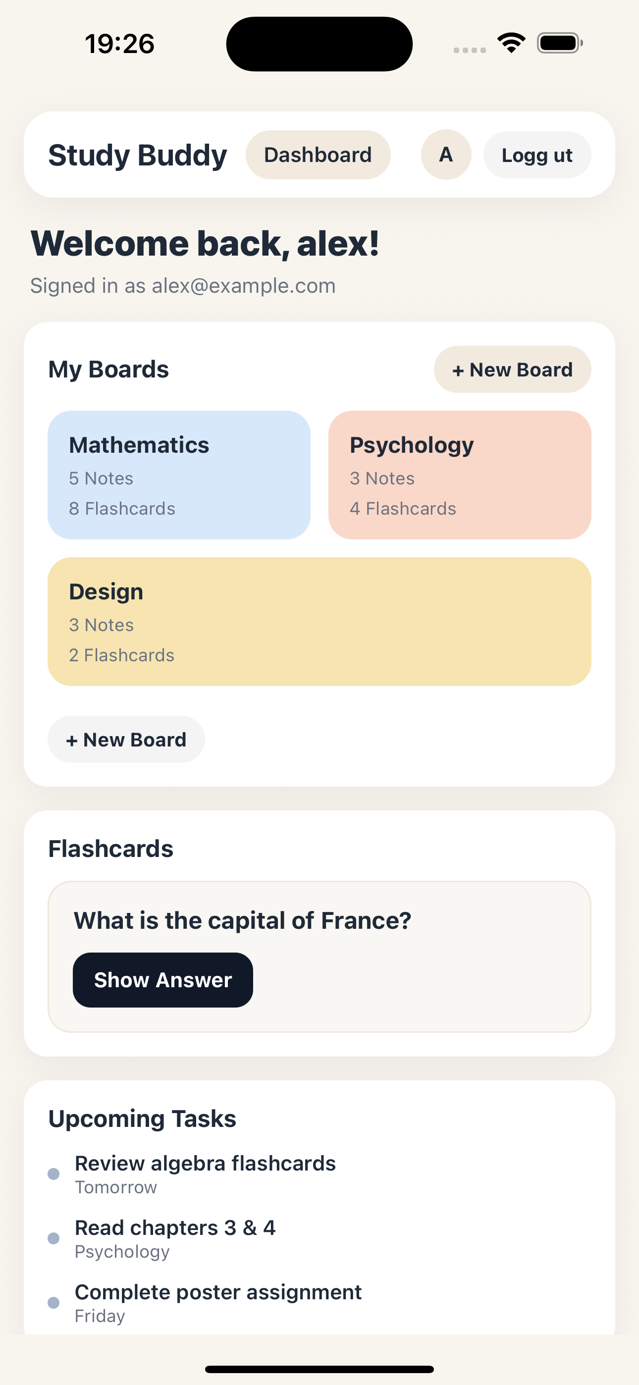 Study Buddy App – session planner