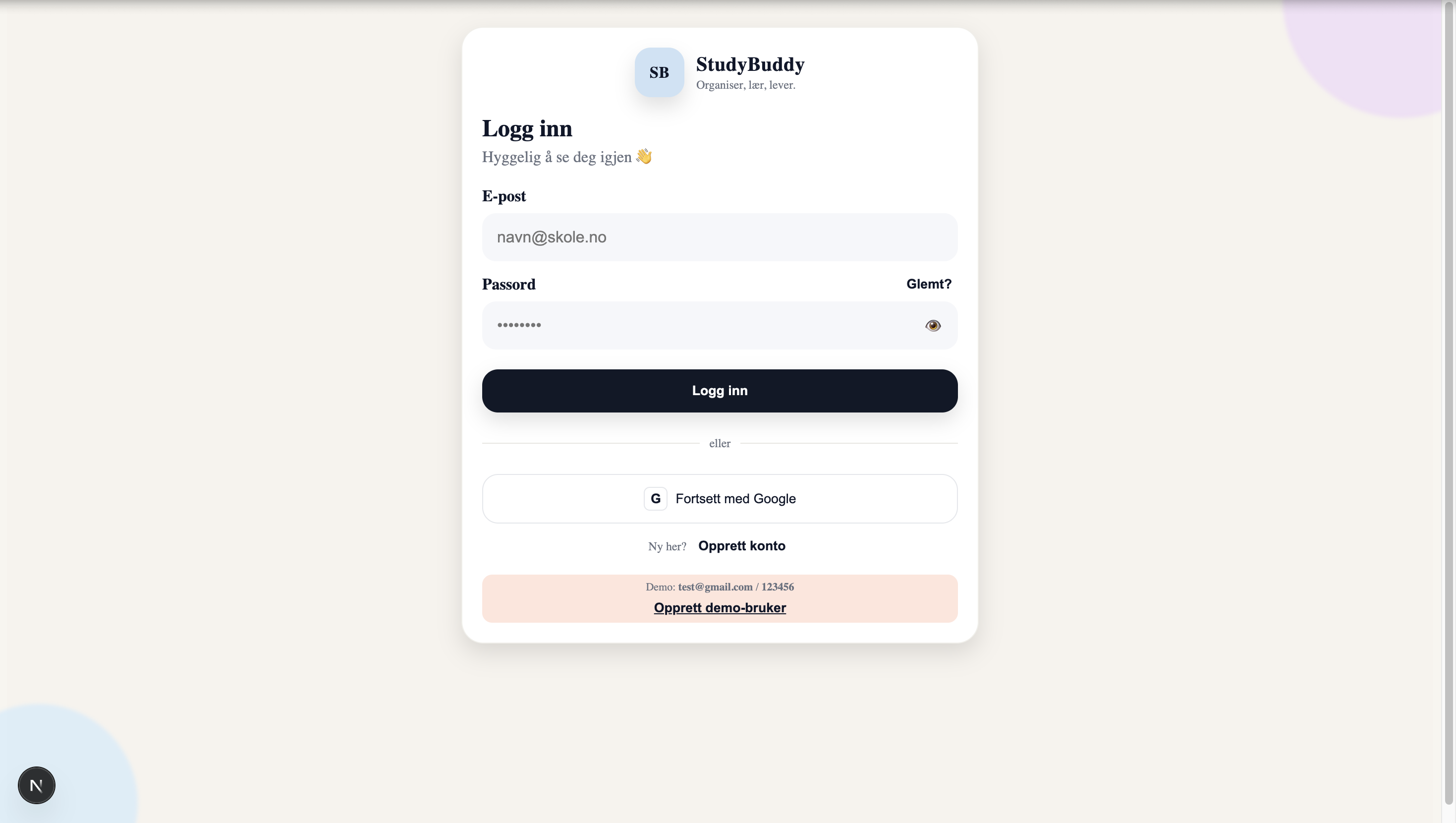 NoteAndPlan – dashboard